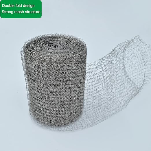 Wire Mesh 5" x 50FT, 304 Stainless Steel Mesh, Hole Fill Fabric Gap Blocker, Double Layer Metal Mesh Roll, Flexible & Stretchy for Garden House and DIY