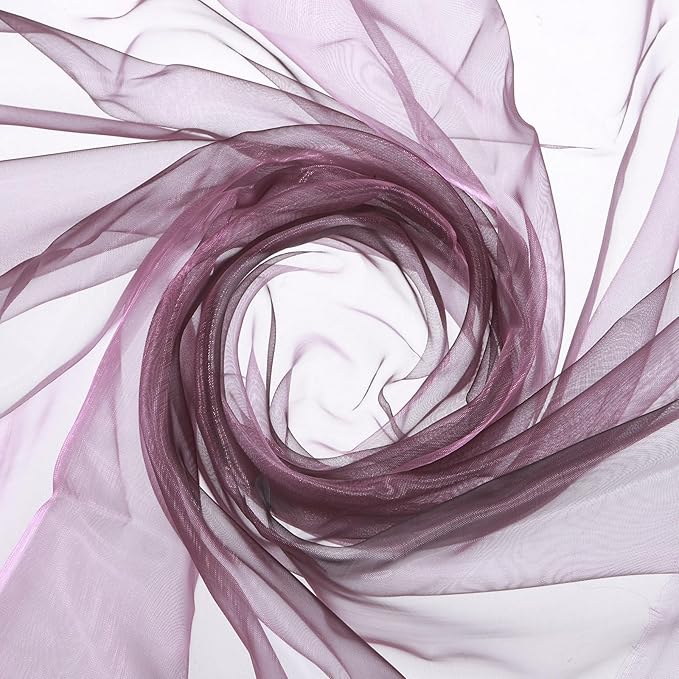 MECCANIXITY Iridescent Sheer Organza Fabric, 10 Yards x 59 Inches Solid Holographic Shiny Fabric Organza Cloth for Wedding, Curtains, Costume, Photo Background, Gradient Gray Purple