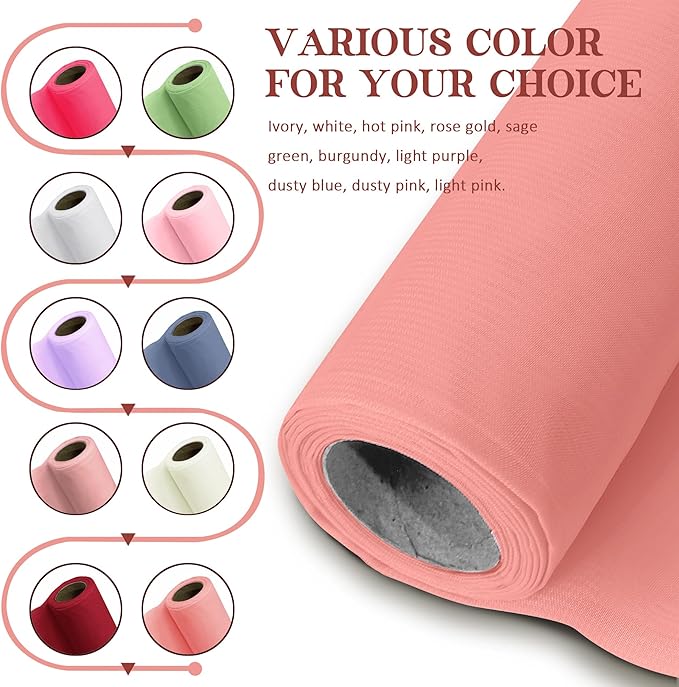 Horbaunal Rose Gold Chiffon Fabric by The Yard, 1 Yard Continuous Sheer Fabric 59" Wide Soft Draping Fabric for Wedding Arch Draping Party Backdrop DIY Sewing