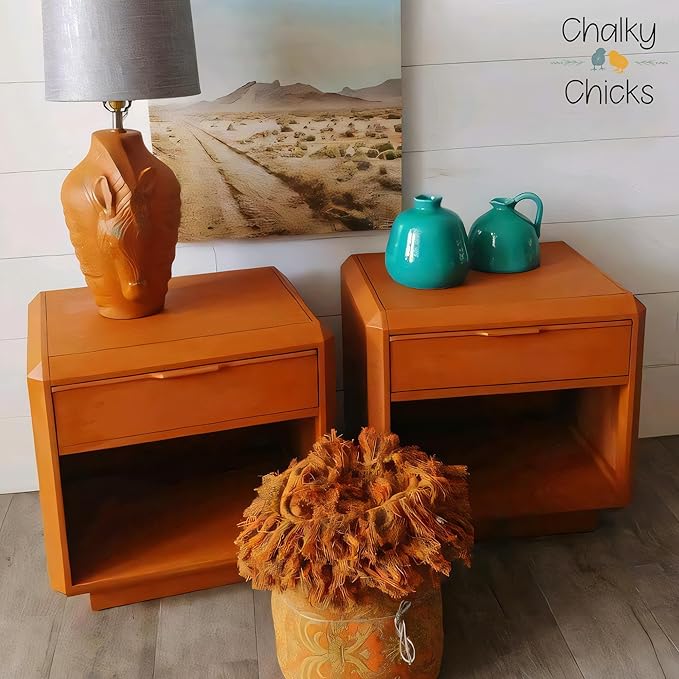 Chalky Chicks All-in-One Chalk Paint for Furniture or Cabinet - 32 Fl Oz - Matte Finish Acorn Orange for Metal, Wood Furniture Paint - No Sanding All-in-One for Home Decor & Crafts, USA Made