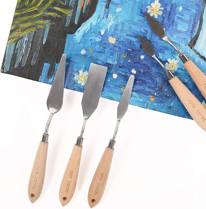 CONDA 11 Piece Stainless Steel Spatula Palette Knife Professional Palette Knife Painting Wood Handle