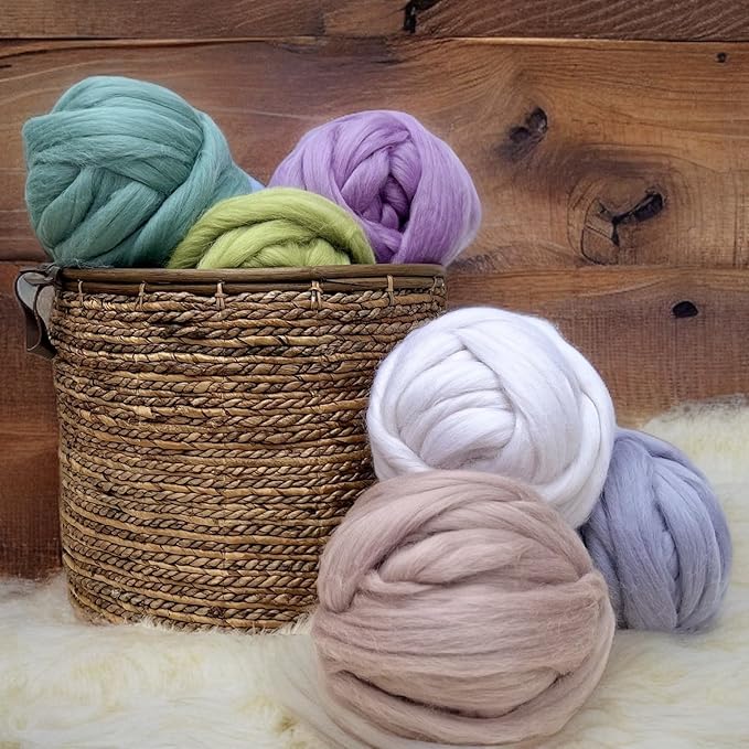 Revolution Fibers Dyed Corriedale Wool | 8 Ounces of Premium Combed Wool Top | 26 Micron, 100% Pure Corriedale Wool Roving, Ethically Sourced (Peppermint Green)