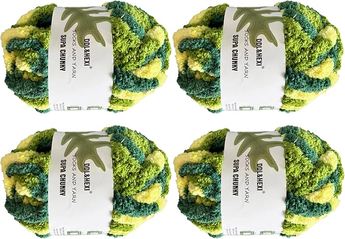 DDL&HEXI 4 Pack Super Chenille Chunky Yarn for Hand Knit, Blanket Making Kit, Jumbo Knitting, 4x8oz (226g) per Bag, Soft Polyester for Crochet, Knitting, and DIY Projects (215)