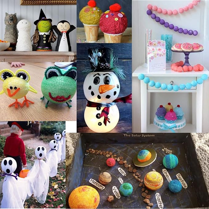 Crafare 15pc 3 Inch Craft Foam Balls Polystyrene Arts Decoration Balls for Holiday Christmas Household School Modeling Science Projects