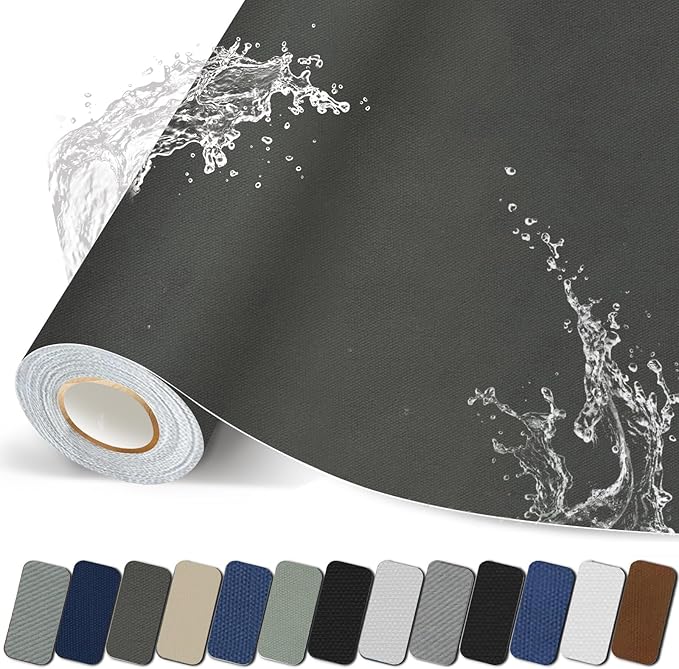 Canvas Repair Patch, 17X79 Inch Strong Sticky Fabric Repair Tape, Self-Adhesive Fabric Patch for Sofas, Tote Bags, Clothing, Car Seats, Furniture (Dark Grey, 17X79 Inch)