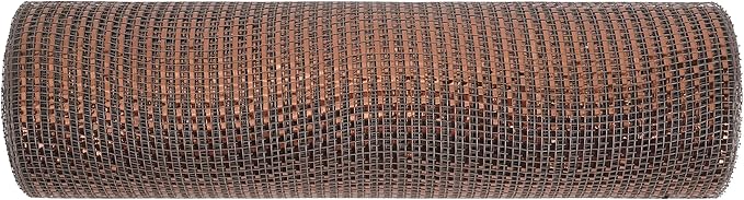 MEEDEE Brown Deco Mesh 10 Inch Deluxe Wide Foil Metallic Mesh Ribbon Chocolate Deco Mesh Harvest Mesh Ribbon Fall Mesh for Wreaths, Garland, Christmas Tree, Gift Wrapping, Bows Making (30 Feet)