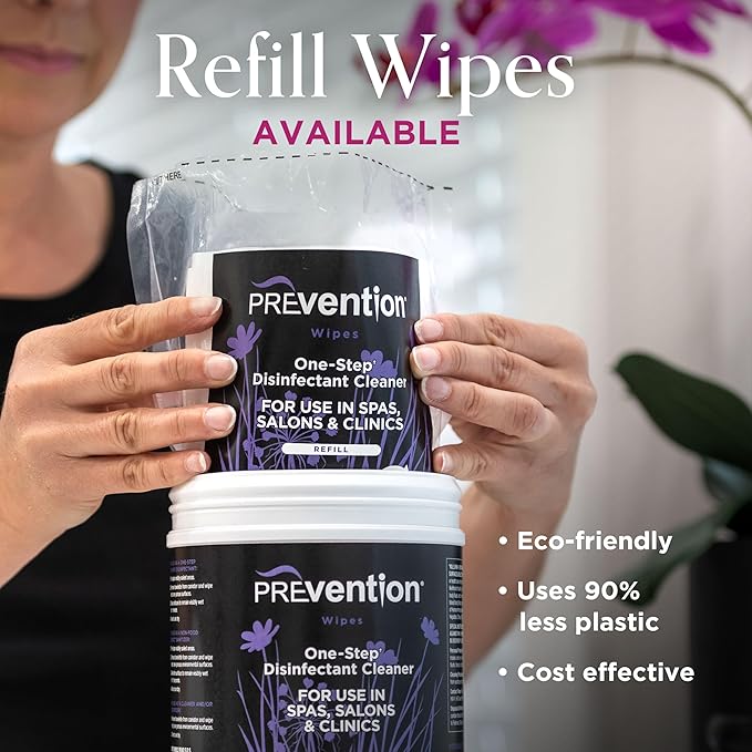 Prevention All Purpose Disinfectant Wipes – Canister of Cleaning Wipes for Salons, Spas, Wellness Centers and Yoga Studios – Hospital Grade Surface Sanitizing – 160 Count