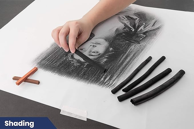 Pacific Arc 2 Pack Large Vine Charcoal Stick 5/Pkg, Soft, Black, Thick Willow Charcoal for Sketching and Drawing