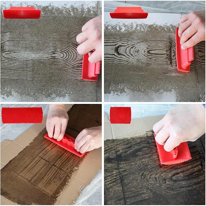 Wood Graining Tool, 4 PCS Wood Grain Tool Set, Rubber Empaistic Wood Texture Painting Tool for DIY Wall Room Art Paint Decoration