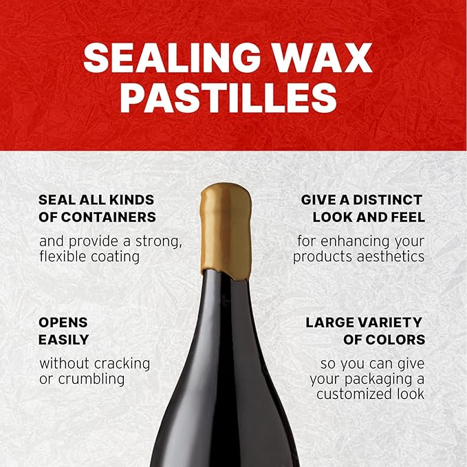 Blended Waxes, Inc. Bottle Sealing Wax Beads, Premium Pastille Wax Seal Beads For Wine, Beer, and Liquor Bottle Closure, Seals Between 25-30 Bottles, 1 lb, Classic Gold