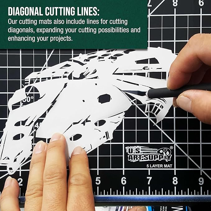 U.S. Art Supply 18" x 24" Self-Healing Cutting Mat 5-Ply (2 Pack) - Double-Sided Green/Black Craft Mat, Non-Slip Cutting Mats for Crafts, Sewing, Quilting, Scrapbooking