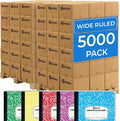Rosmonde 5000 Pack (Pallet) Composition Notebooks Bulk, Wide Ruled, 200 Pages (100 Sheets), 9-3/4 x 7-1/2, Bulk Supplies for School Districts, Wholesale Orders, Educational Centre, 4-7 Days Transit