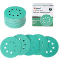 5-Inch 8-Hole Wet Dry Sanding Discs 80/120/180/220/320 Assorted Grits, Polyester Film Backed Heavy-Duty Hook and Loop Sandpaper for Random Orbital Sander, 50-Pack
