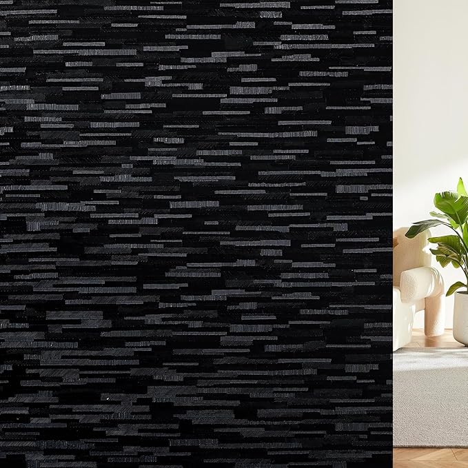 Haton Blackout Window Film, Black Out Window Cover, Sun Light Blocking Frosted Privacy for Glass Door, Heat Control Room Darkening Tint for Home Day Sleep, Non-Adhesive, Black 35.4" x 78.7"