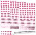 Self Adhesive Face Gems and Pearls for Makeup, Festival Jewels, Hair Gems Pearls, 3/4/5/6/8 mm Round Rhinestone Stickers for Face, Eye, Makeup, Body, Crafts 591Pcs (11_Light Pink)