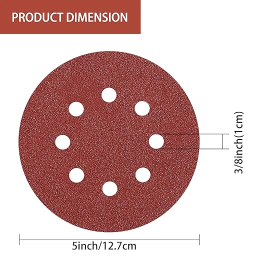 150pcs Sanding Discs Set, 5-Inch 8-Hole Sandpaper, Including 60,80,100,120,150,180,240,320,400,600 Grit for Woodworking or Automotive