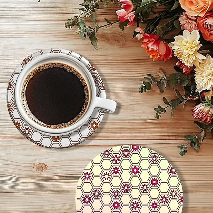 CHGCRAFT Honeycomb Pattern Polymer Clay Texture Sheet Flowers and Hexagonal Silicone Texture Mat for Polymer Clay Making Earrings Jewelry DIY Crafts 5.5 × 5.5 Inch