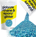Hemway Polyurethane & Epoxy Resin Glitter 100g / 3.5oz Metallic Crystal Flake Additive for Flooring Jewelry Tumblers Glass Pigment - Fine (1/64" 0.015" 0.4mm) - Ocean Blue Holographic