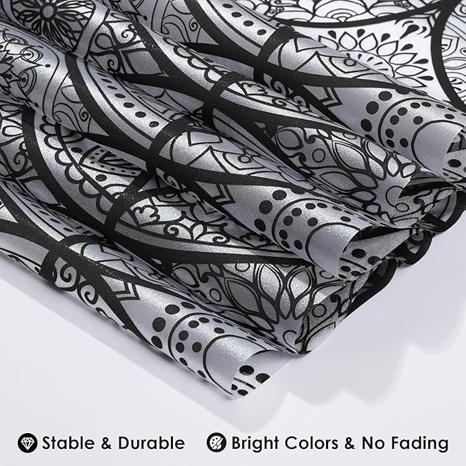 DKTIE Boho Stained Glass Look Window Privacy Film with Installation Tools, Decorative Frosted Glass Window Film Static Cling No Glue Removable, Pure Black, 35.4" x 118.1"