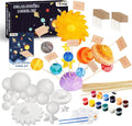 Pllieay 63PCS Solar System Foam Ball Kit Includes Color Pigments, Palette, Mixed Sized Polystyrene Spheres Balls, Toothpick Flag, Painting Brushes, Bamboo Sticks for School Science Projects
