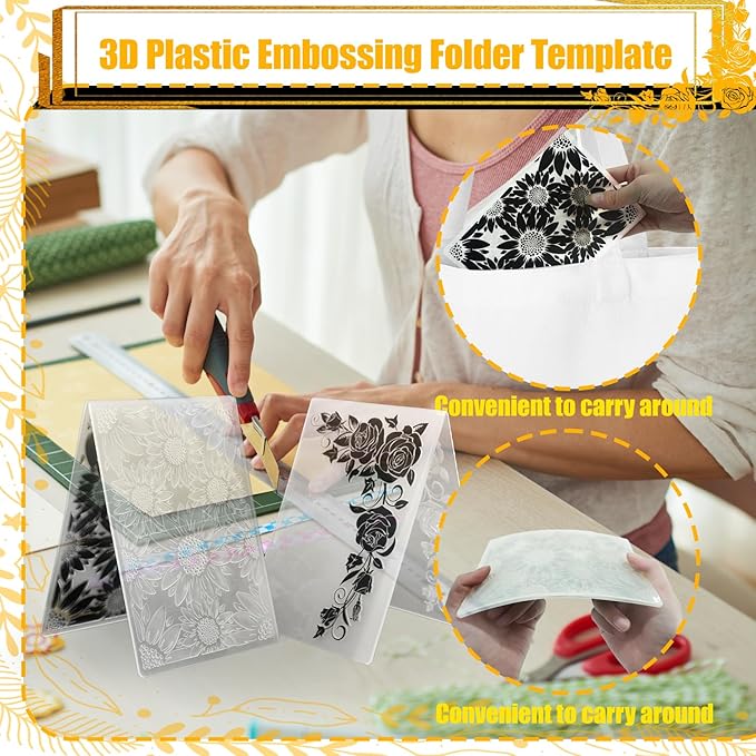 3D Embossing Folders for Card Making, Sunflower Embossing Folder and Rose Embossing Folder. Suitable for Card DIY and Photo Albums to Perfect Accessory for Embellishing Photo Albums.