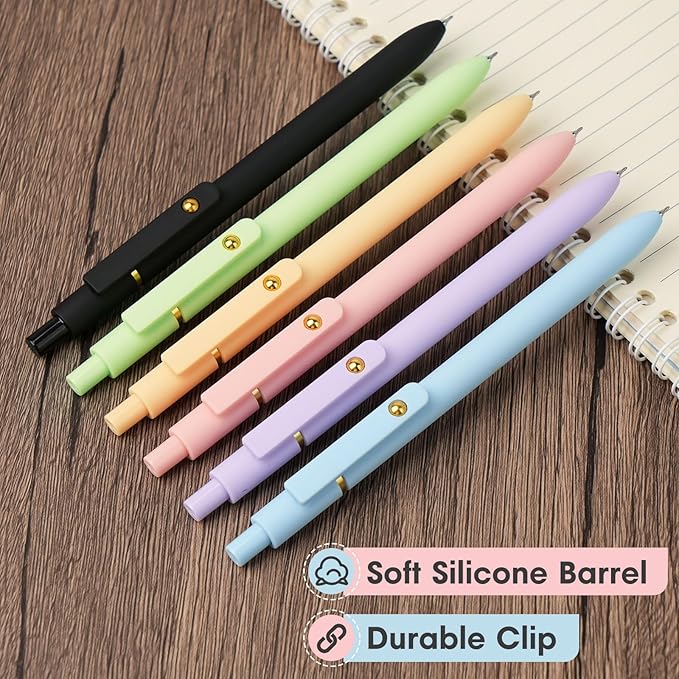 Ddaowanx Colored Gel Pens, 0.5mm Fine Point Retractable,Colorful Pens for Journaling,School Supplies, Gifts for Nurse and Teens, Stockings Stuffers for Women(6Pcs-Aesthetic Colors)