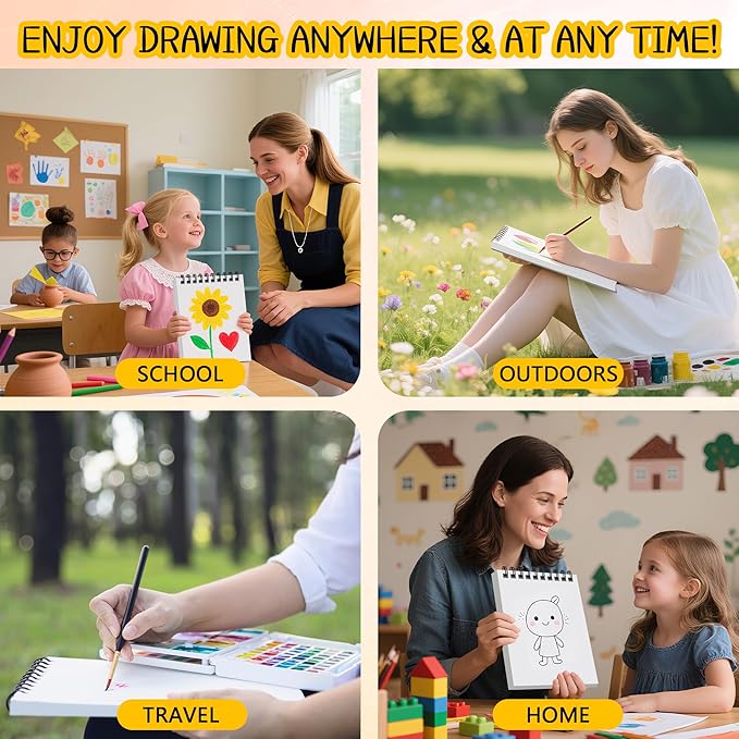 WINNER 9" x 12" Sketch Book 4 Pack, 400 Sheets Spiral Bound Art Sketchbook, 68lb/100gsm White Acid Free Drawing Pad, Painting Drawing Writing Sketch Pad, Art Supplies for School, Kids, Adults &Teens