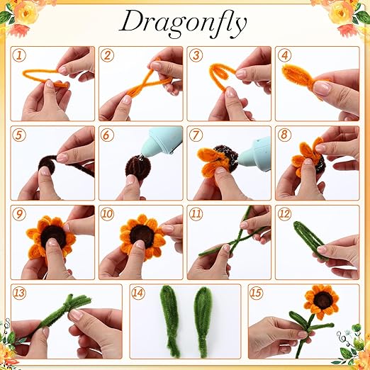 700 Pcs Halloween Fall Pipe Cleaners Craft Bulk Pastel Chenille Stems Flower DIY Gradient Colored Fluffy for School Classroom Thanksgiving Christmas Party Supplies(Yellow Theme)