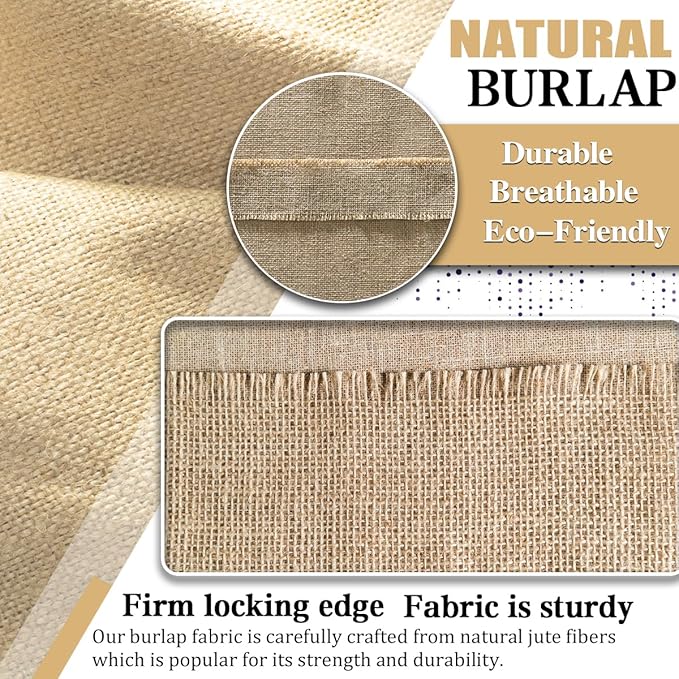 Burlap Fabric Roll, 63" x 15 Feet Burlap Garden Fabric Natural Jute for Decorations, Crafts, Weddings, Table Runner, Landscaping, Plants & Tree Covering