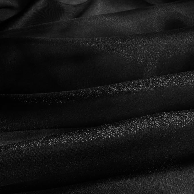 VACVELT Sheer Organza Fabric by The Yard, 60 Inch Wide Black Organza Fabric Bolt Bridal Sheer Tulle Fabric, Silk Organza Fabric Roll for Wedding Party Decorations Backdrop Curtain (1 Yard)
