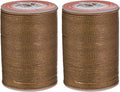 uxcell Round Leather Sewing Waxed Thread, 55m / 60 Yards Polyester Wax String, 0.80mm Wax Stitching Cord for Leather Crafts, Bookbinding, Bracelets Braided, Light Brown, 2pcs