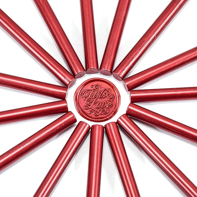 Yoption 15 Pieces Glue Gun Sealing Wax Sticks for Wax Seal Stamp, Great for Wedding Invitations, Envelopes, Cards, Christmas Gift Ideas, Wine Packages (Wine Red)