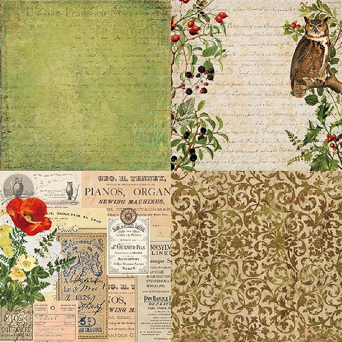 YASMEN Scrapbook Paper Pad 6x6, Vintage Patterned Cardstock, Single-Sided Decopodge, DIY Decorative Craft Paper, Scrapbooking Junk Journal Gift Card Making Supplies - 24 Sheets