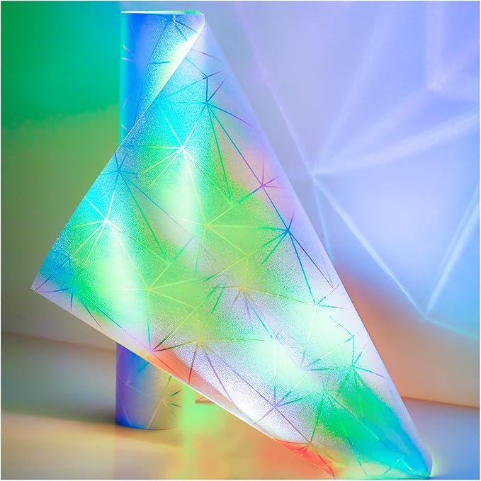 Coavas Rainbow Window Privacy Film, Frosted Glass Static Cling, Decorative Bathroom Door Cling, UV Blocking Day and Night Window Tint, Non-Adhesive Vinyl Sticker, 23.6x78.7 inches