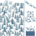 100 Sheets Christmas Tree Tissue Paper, 20x14in Forest Style Wrapping Tissue Watercolor Xmas Tree Art Tissue for Xmas Party Gift Bag Fillers Winter Party Decor (Blue)