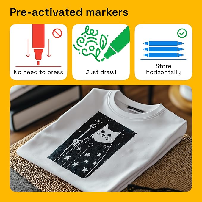 ARTISTRO 2 Black Dual-Tip Fabric Markers - Fabric Decorating Kit - Permanent for Clothes - Acrylic Paint Pens for Sneakers, Bags, Shoes, Textile, Canvas, Sewing, Craft, Laundry - Brush and Fine Tip