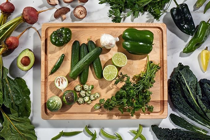 Sonder Los Angeles, Made in USA, Large Thick Maple Wood Cutting Board for Kitchen with Juice Groove, Sorting Compartment, Charcuterie Wooden Board 17x13x1.5 in (Gift Box Included)