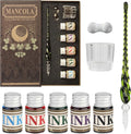 Mancola Glass Dipped Crystal Calligraphy Pen Set with 5 Colorful India Ink, 1 Pen Holder, 1 Cleaning Cup, Ink Drip Tool, Signatures, Drawing, Decoration Kits for Beginners