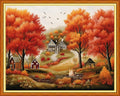Foxdiviy Stamped Cross Stitch Kits Full Range of Embroidery Needlework Starter Kits for Beginners Adults 11CT Embroidery Patterns Art Crafts DIY Needlepoint Kits-Beautiful Home 16x20 inch