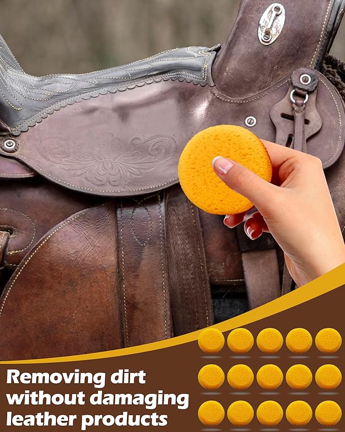 15Pcs Pottery Sponges for Clay 2.5inch, Sponge for Pottery and Cleaning Horse Saddle, Round Clay sponges for Pottery, for Kitchen Shoes Leather Care