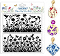 CHGCRAFT Wildflowers Silhouettes Print Pattern Clay Texture Sheet Butterflies and Hummingbirds Silicone Texture Mat DIY Tools for Polymer Clay Making Earrings Jewelry DIY Crafts 5.5 × 5.5 Inch