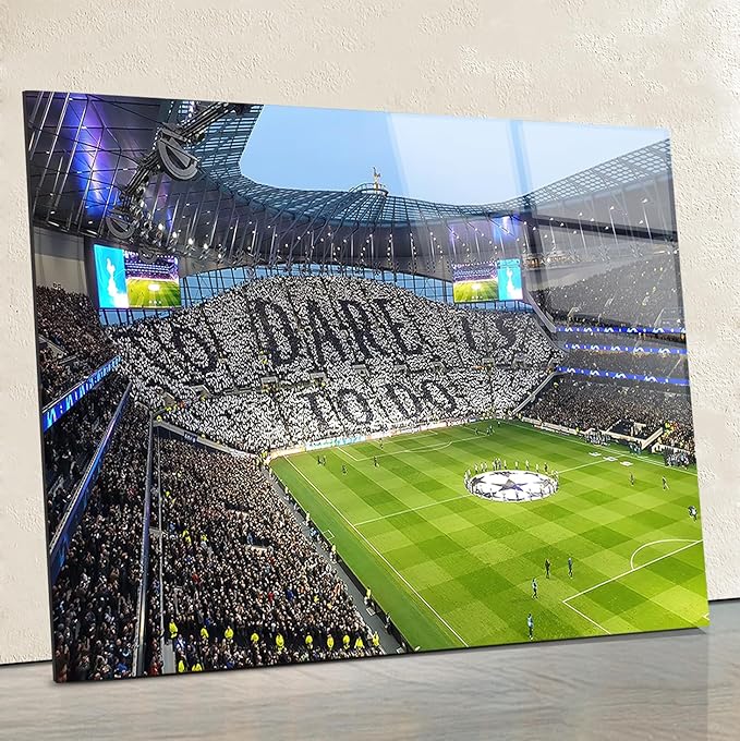 SpiritualHands Tottenham Hotspur Stadium Tempered Glass Wall Art Painting for Living Room, Tempered Glass Modern Prints Decor, Large Vivid Color Panel for Bedroom, Kitchen, or Office