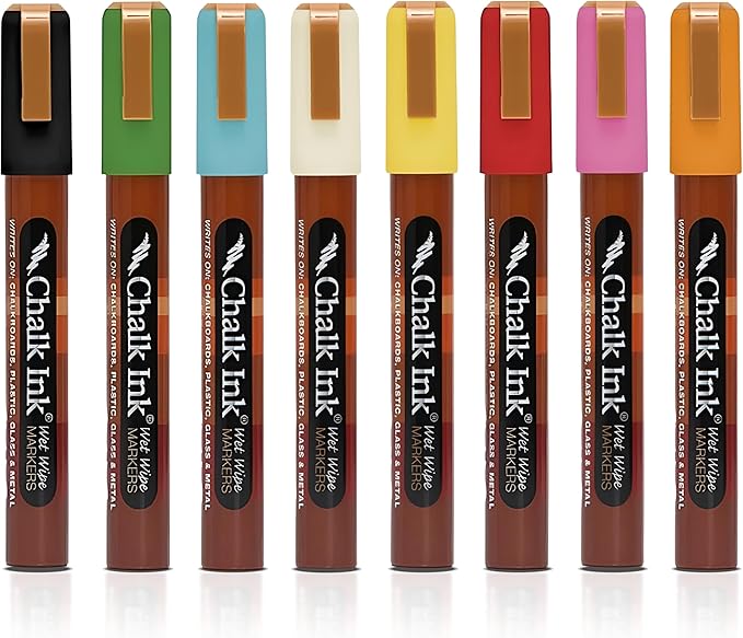Chalk Ink Chisel Tip Wet Wipe Chalk Markers (Toucan, 6mm, 8 Pack)