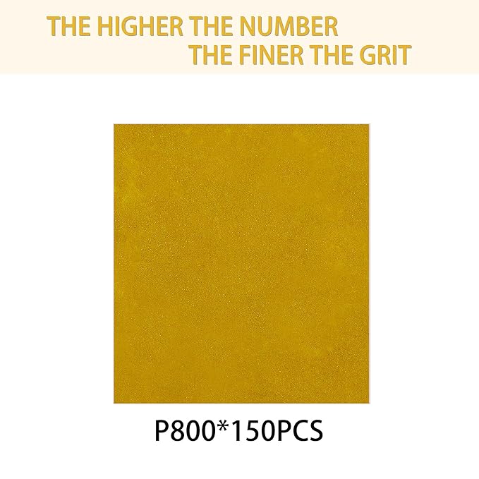150PCS 800 Grit Gold Sanding Discs, 5-Inch 8-Hole Sandpaper for Random Orbital Sander, for Automotive or Woodworking