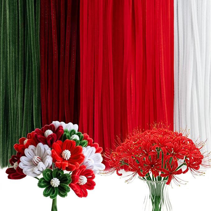 Caydo 500 Pieces Red White Green Pipe Cleaners, Chenille Stems, Pipe Cleaner Crafts for DIY Art and Craft Projects Creative Gift Party Christmas Decorations