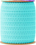 Mandala Crafts Aquamarine Stretch Lace Soft Elastic Trim Roll - 55 Yards 1 Inch Wide Stretchy Frilly Picot Ribbon for Sewing Lingerie, Headbands, Underwear, and Crafts