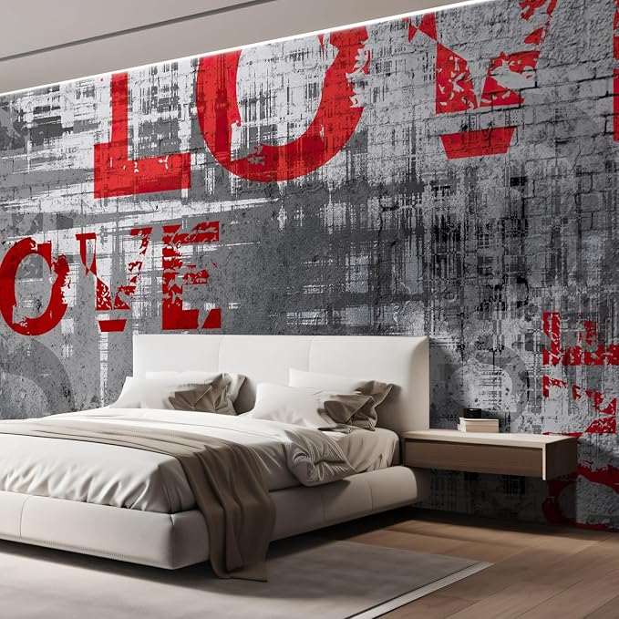 wall26 Wall Sticker/Wall Mural Love Letters Graffiti, Not Peel and Stick, Non-Woven Wallpaper Decorative for Bedroom, Living Room, Office - 96x144 inches