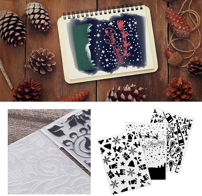 Create idea 15PCS Embossing Folders Plastic Templates Craft Card Christmas Stencils for Making Paper Cards Photo Album Wedding Decoration Scrapbooking