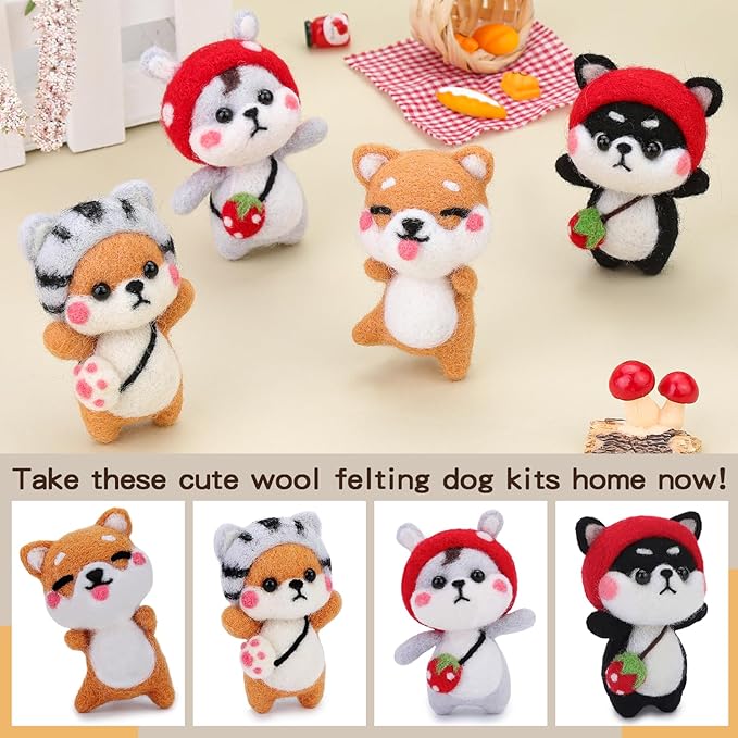Needle Felting Kit for Beginners, Needle Felting Starter Kit with 6 Pcs Colorful Needle Felting Needles and Instructions, Wool Felting Supplies for Festival and Crafts