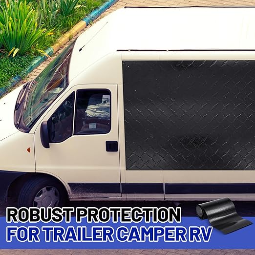 1pcs Diamond Plate Sheet Metal Heavy Duty Tread Aluminum Sheet Diamond Tread Plate for Wall Covering, Cargo Trailer, RV and More (24'' X 120'' X 0.06'',Black)